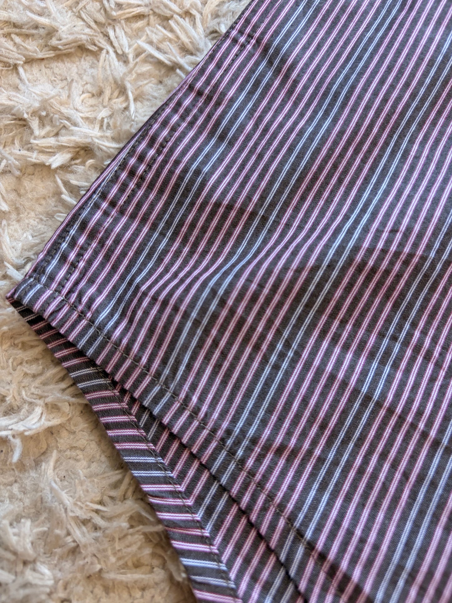 Chemise Perry Ellis Rayures Verticales Bordeaux/Chocolat/Blanc 100% Coton – Homme – Taille L