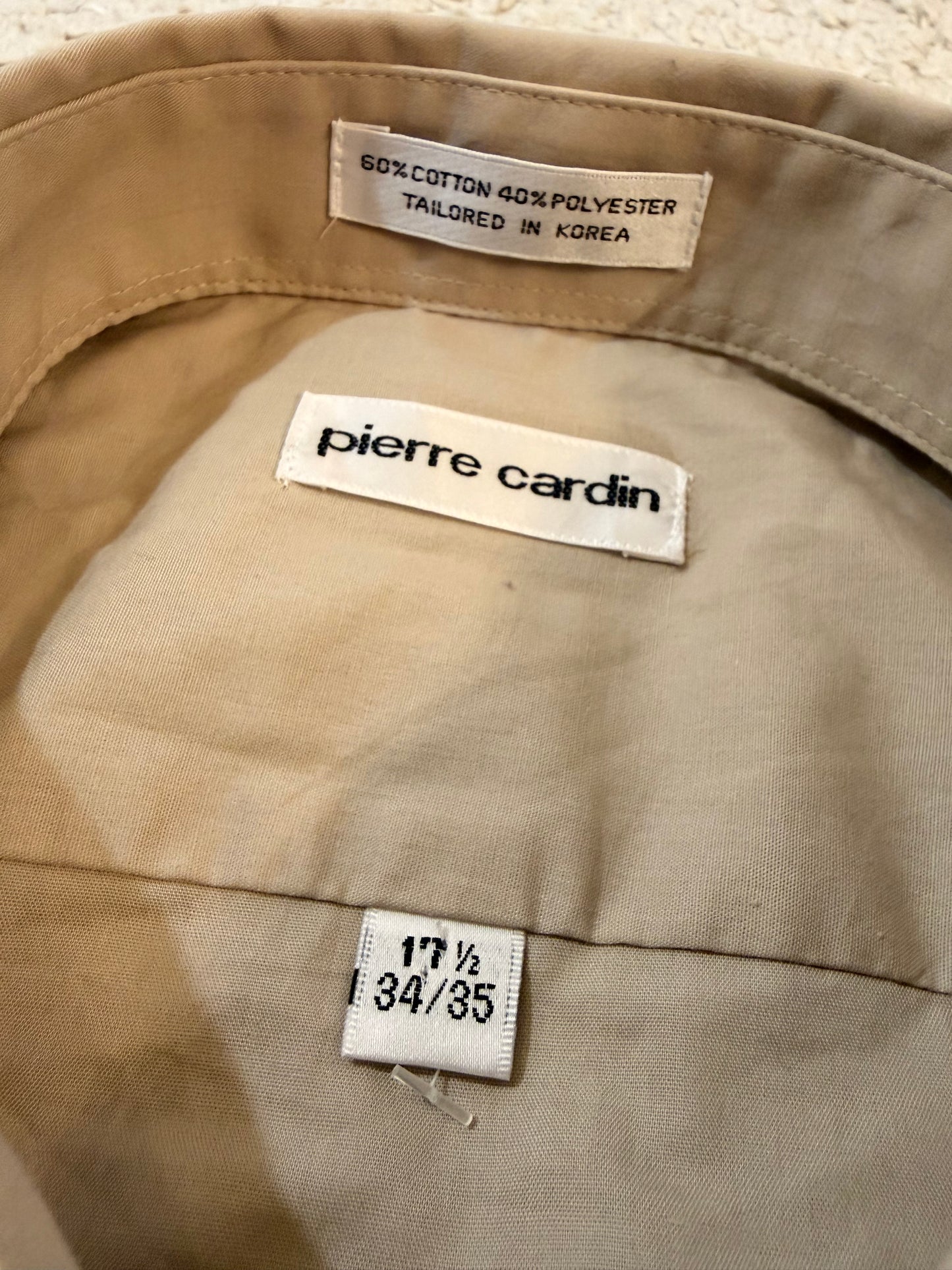 Chemise Pierre Cardin Beige Manches Longues Grande Taille – Homme – Taille 17½ (XXL/3XL)