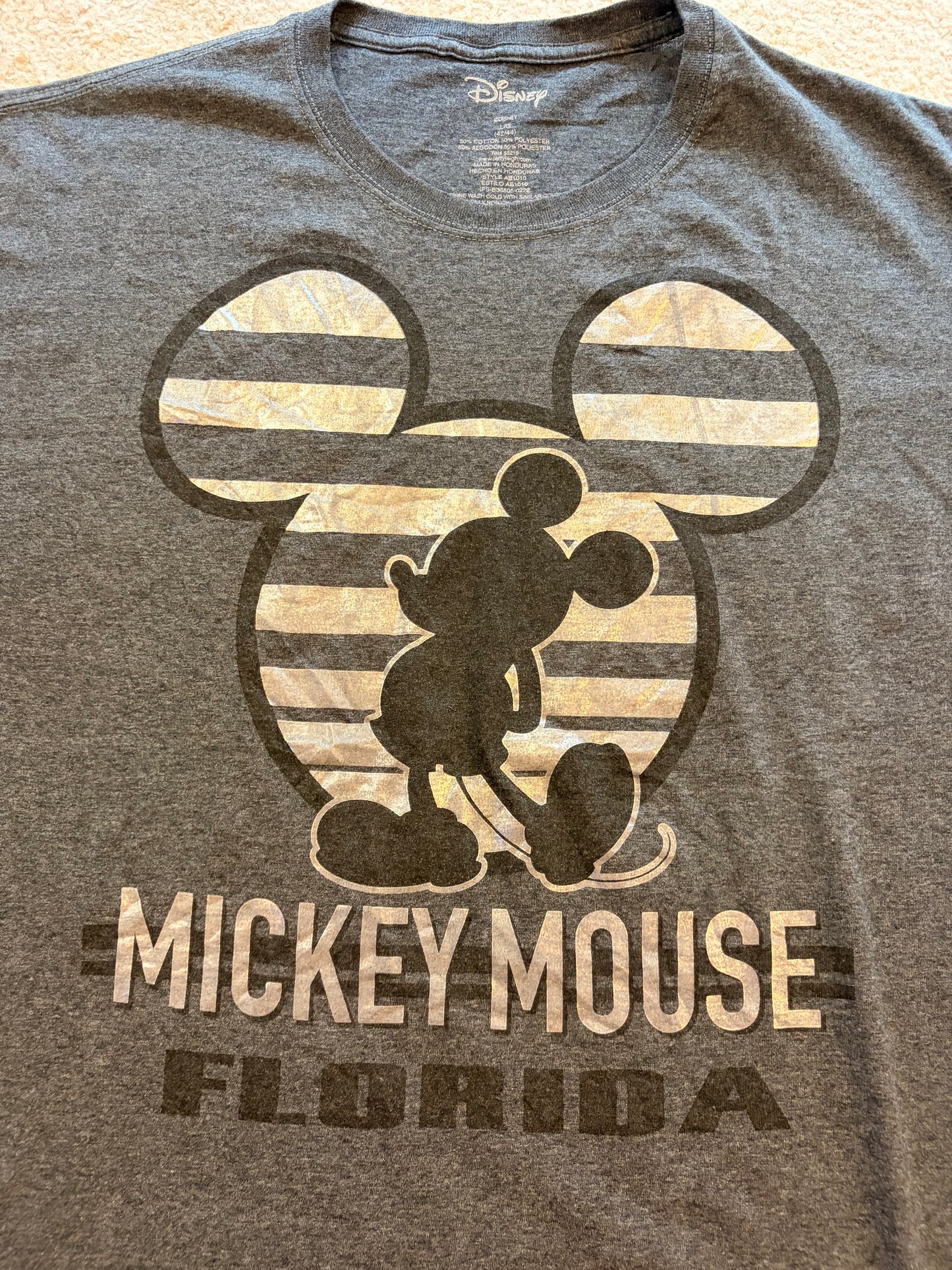 T-shirt Disney Mickey Mouse Florida Silhouette Gris Anthracite – Taille L