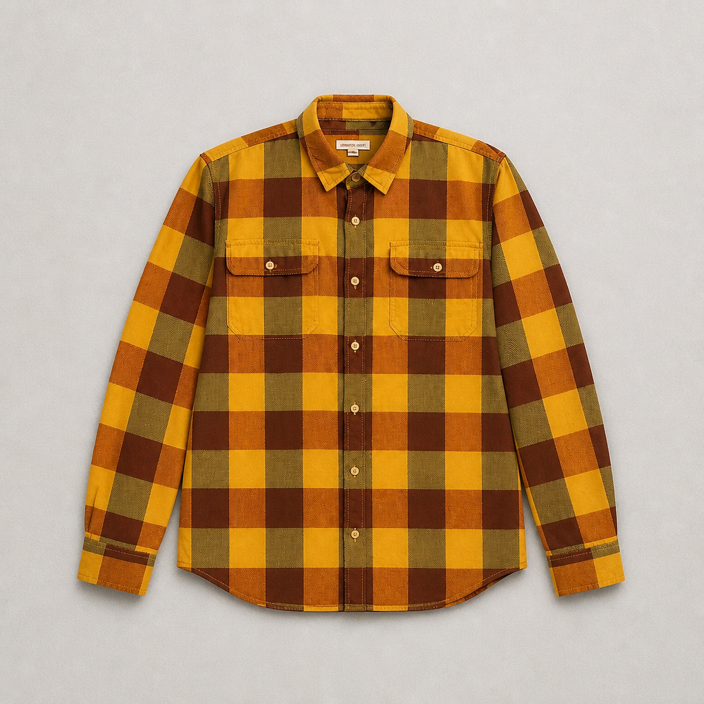 Chemise Tucker + Tate Nordstrom bûcheron carreaux automnaux jaune moutarde/marron/vert olive 53% coton 47% viscose – Ado XXL / Adulte S-M | Mode Seconde