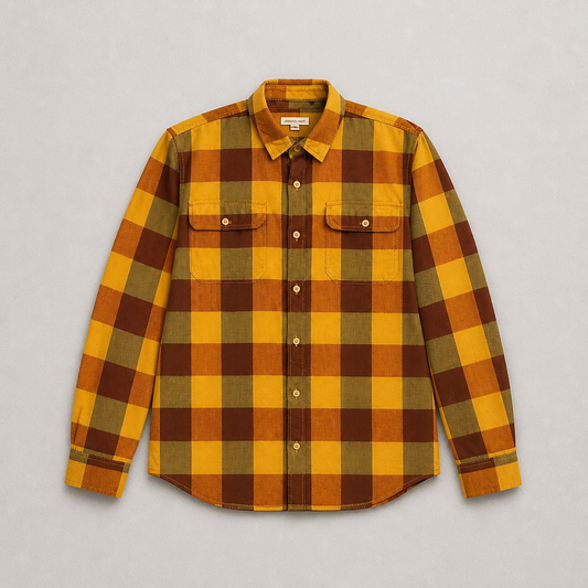 Chemise Tucker + Tate Nordstrom bûcheron carreaux automnaux jaune moutarde/marron/vert olive 53% coton 47% viscose – Ado XXL / Adulte S-M | Mode Seconde