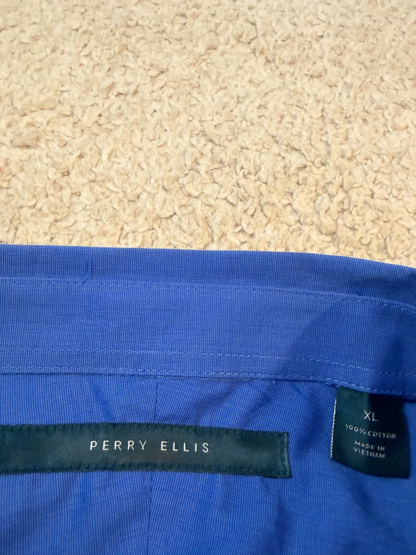 Chemise Perry Ellis Bleu Azur/Royal Manches Longues 100% Coton – Homme – Taille XL