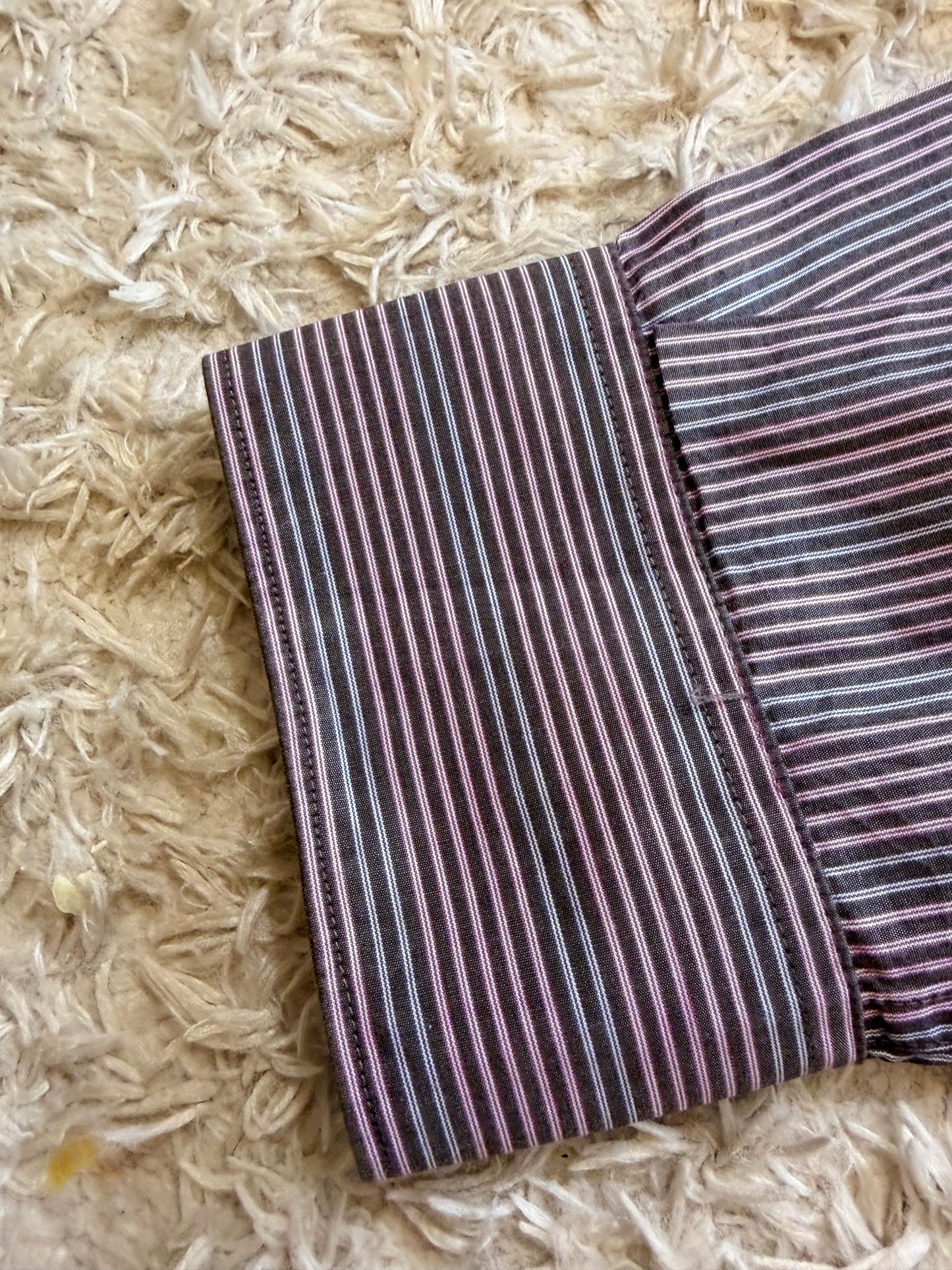 Chemise Perry Ellis Rayures Verticales Bordeaux/Chocolat/Blanc 100% Coton – Homme – Taille L