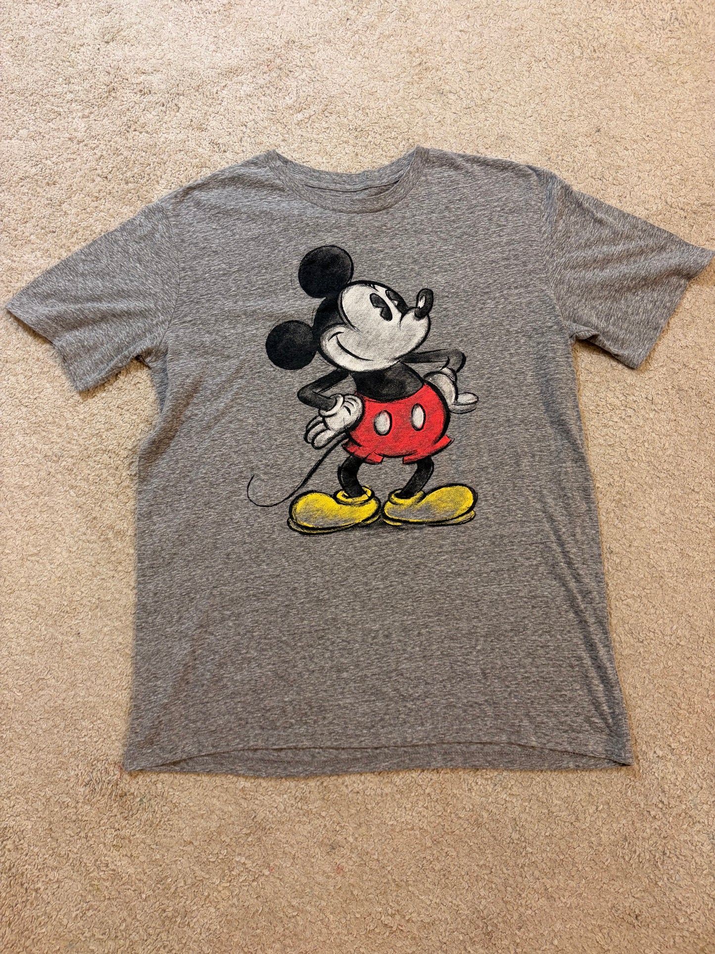 T-shirt Disney Mickey Mouse Gris Chiné Style Croquis – Taille L | Seconde Main