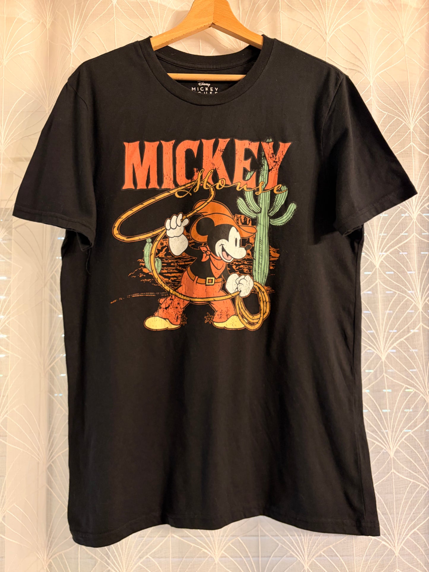T-shirt Disney Parks Mickey Mouse Cowboy Style Western Noir – Taille L