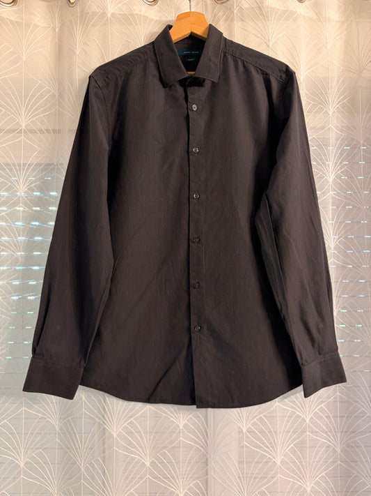 Chemise Perry Ellis Slim Fit Noire 100% Coton Manches Longues – Homme – Taille M