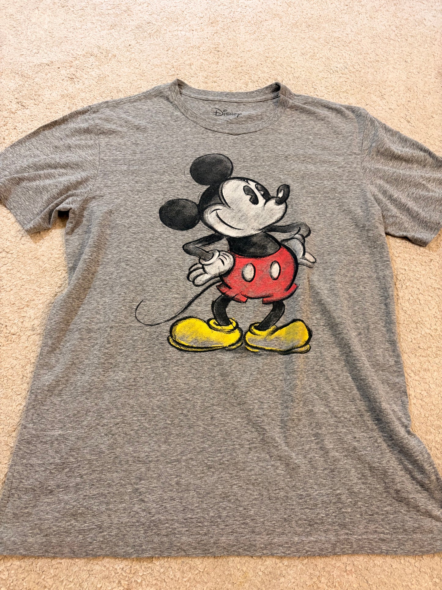 T-shirt Disney Mickey Mouse Vintage Gris Chiné – Taille L