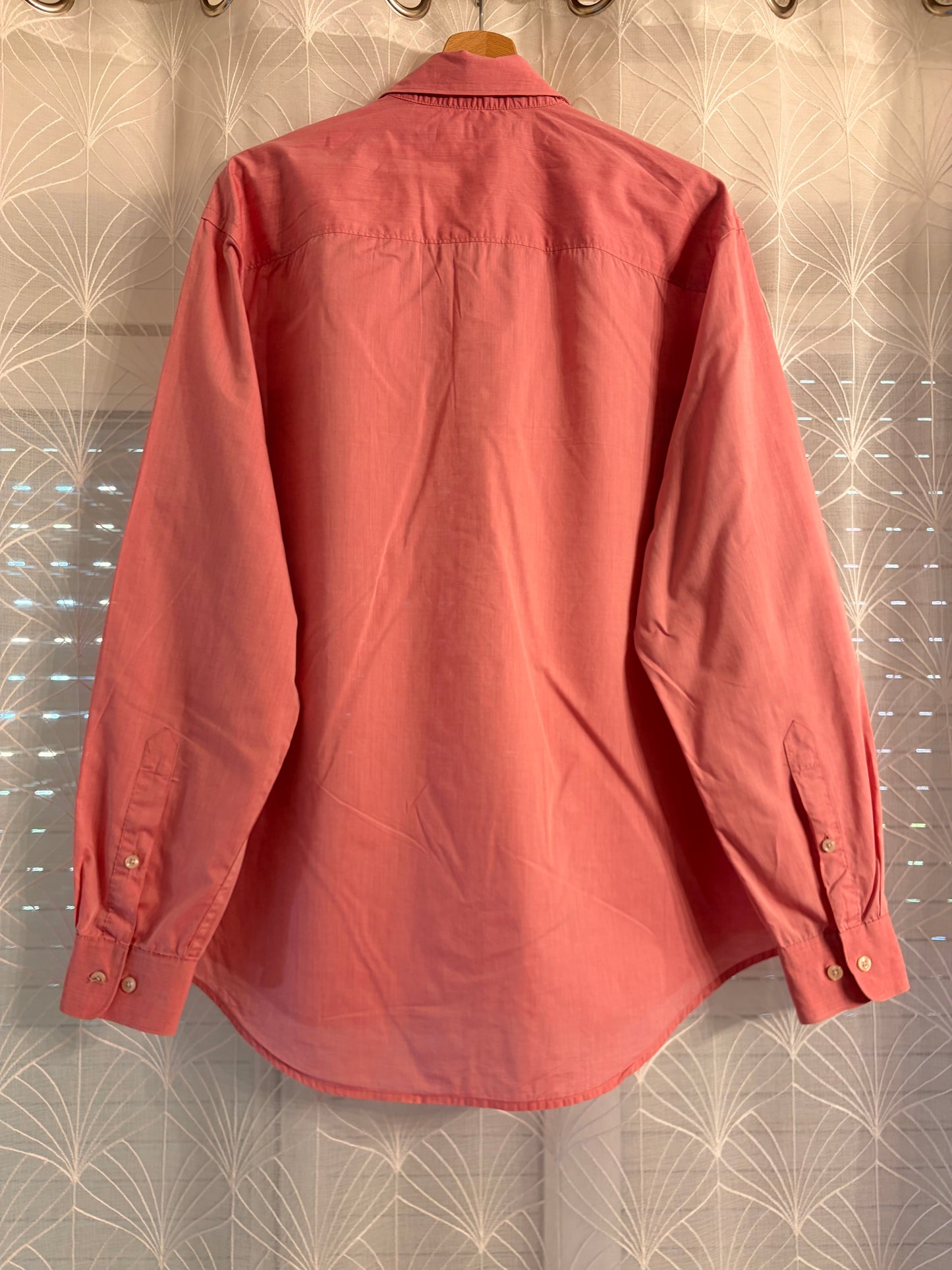 Chemise Perry Ellis Rose Saumon/Corail 100% Coton Double Poche Safari Style Utility – Homme – Taille XL