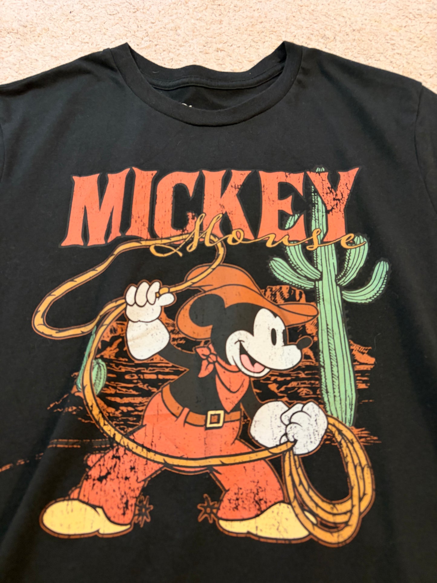 T-shirt Disney Parks Mickey Mouse Cowboy Style Western Noir – Taille L