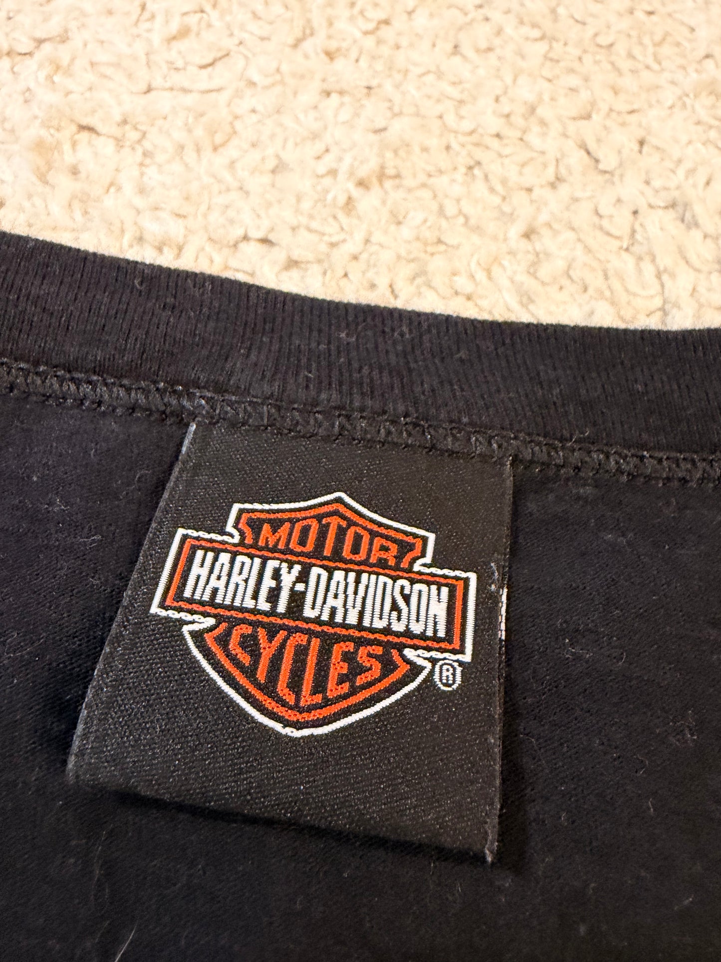 T-shirt Harley-Davidson Noir/Bleu Col V Style Sport Vintage – Femme – Taille S/M