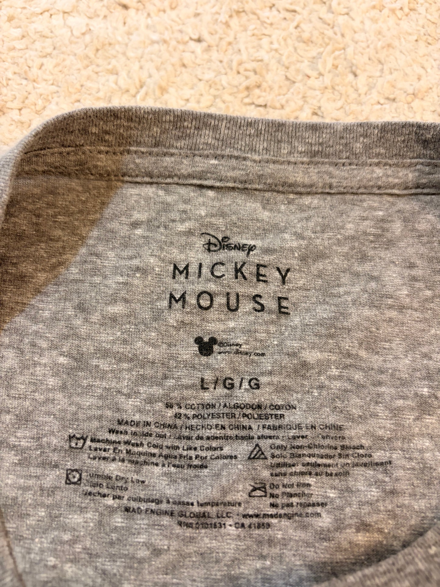 T-shirt Disney Mickey Mouse Classic Gris Chiné – Taille L | Seconde Main