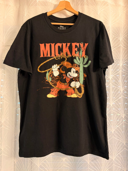 T-shirt Disney Mickey Mouse Cowboy Western Noir – Taille L | Seconde Main