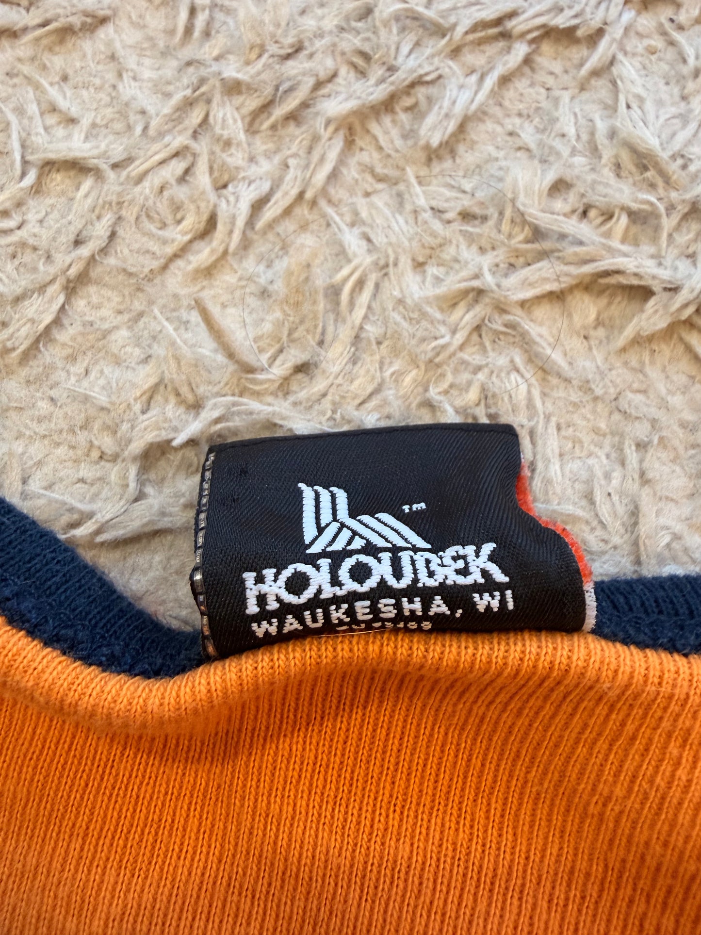 Top Manches Longues Harley-Davidson Vintage 2004 Holoubek D&S Phoenix Oregon Maille Côtelée Orange/Noir Brodé – Femme – Taille L