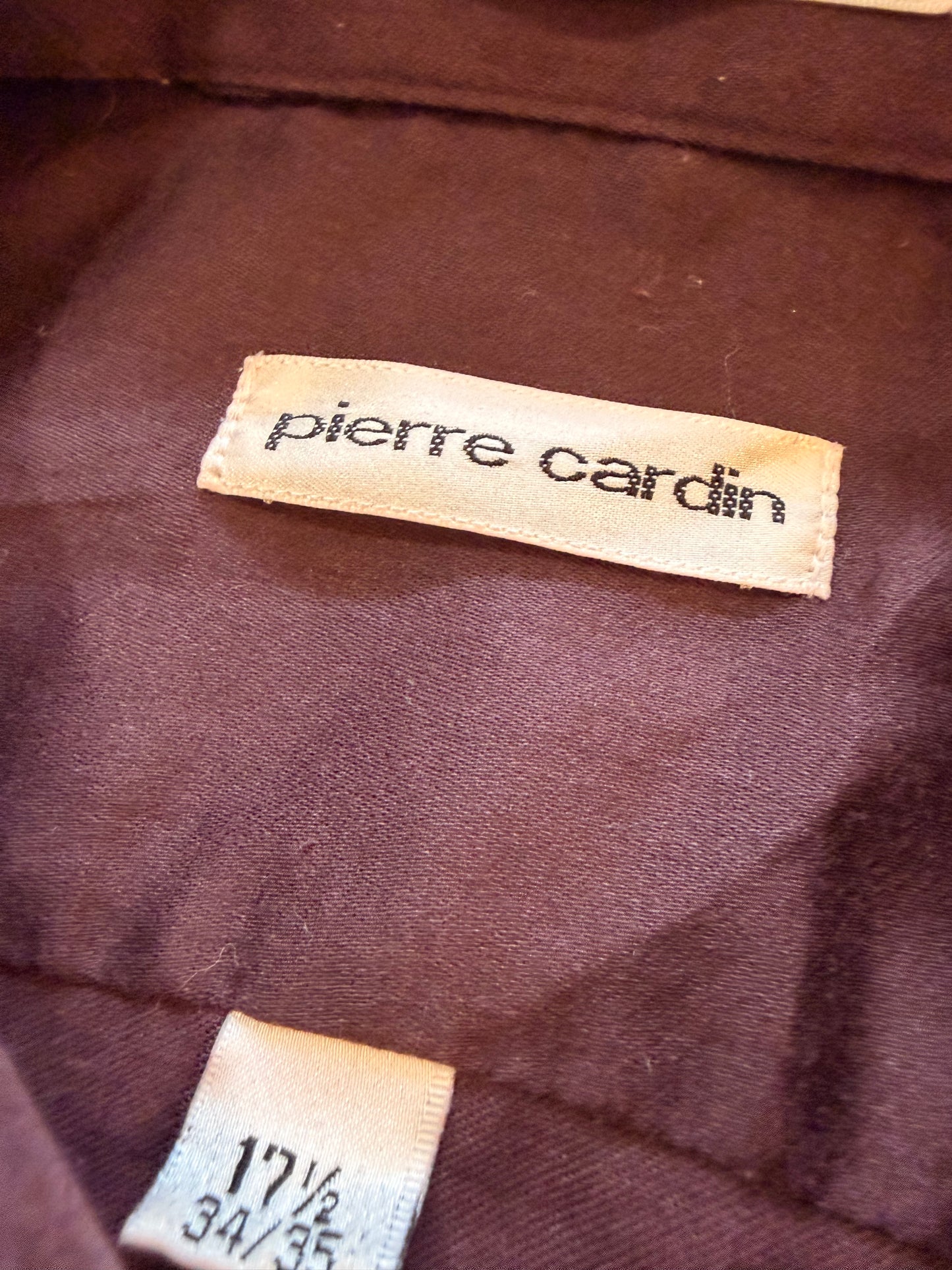Chemise Pierre Cardin Manches Longues Satinée Chocolat / Bordeaux – Taille XL