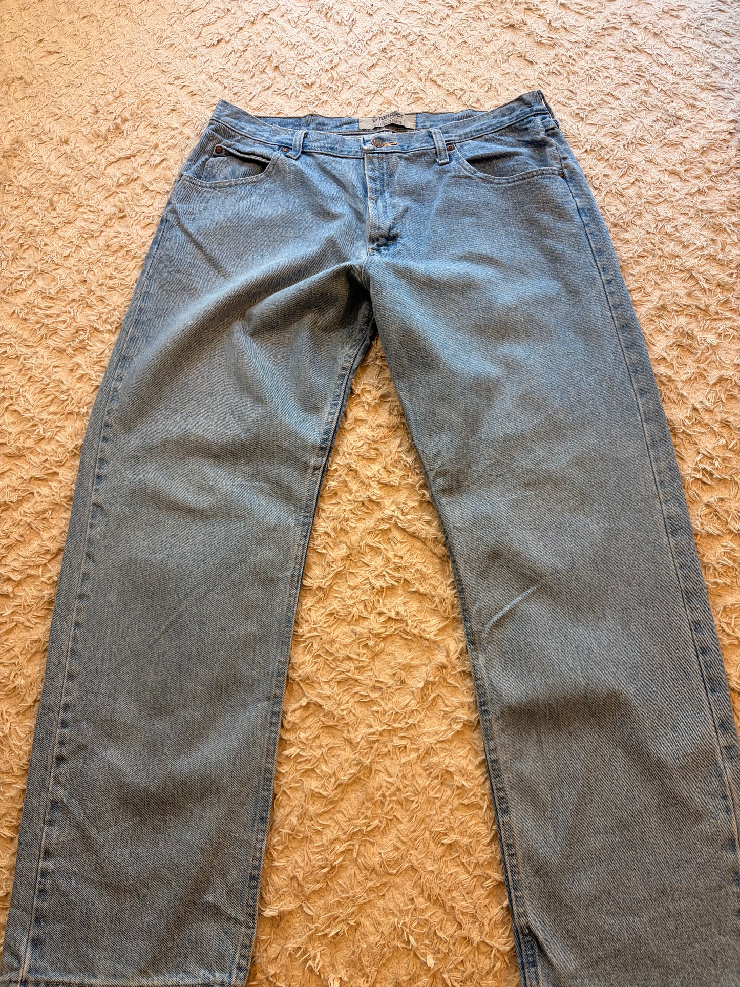 Jean Wrangler Authentics Droit Bleu Clair Délavé Vintage 100% Coton – Homme – Taille W36/L30
