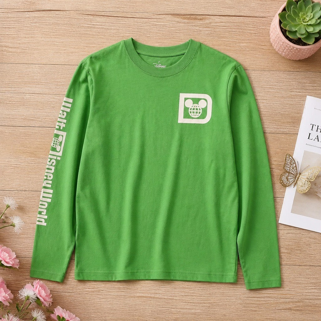 T-shirt Manches Longues Walt Disney World Vert Pomme – Taille S | Seconde Main