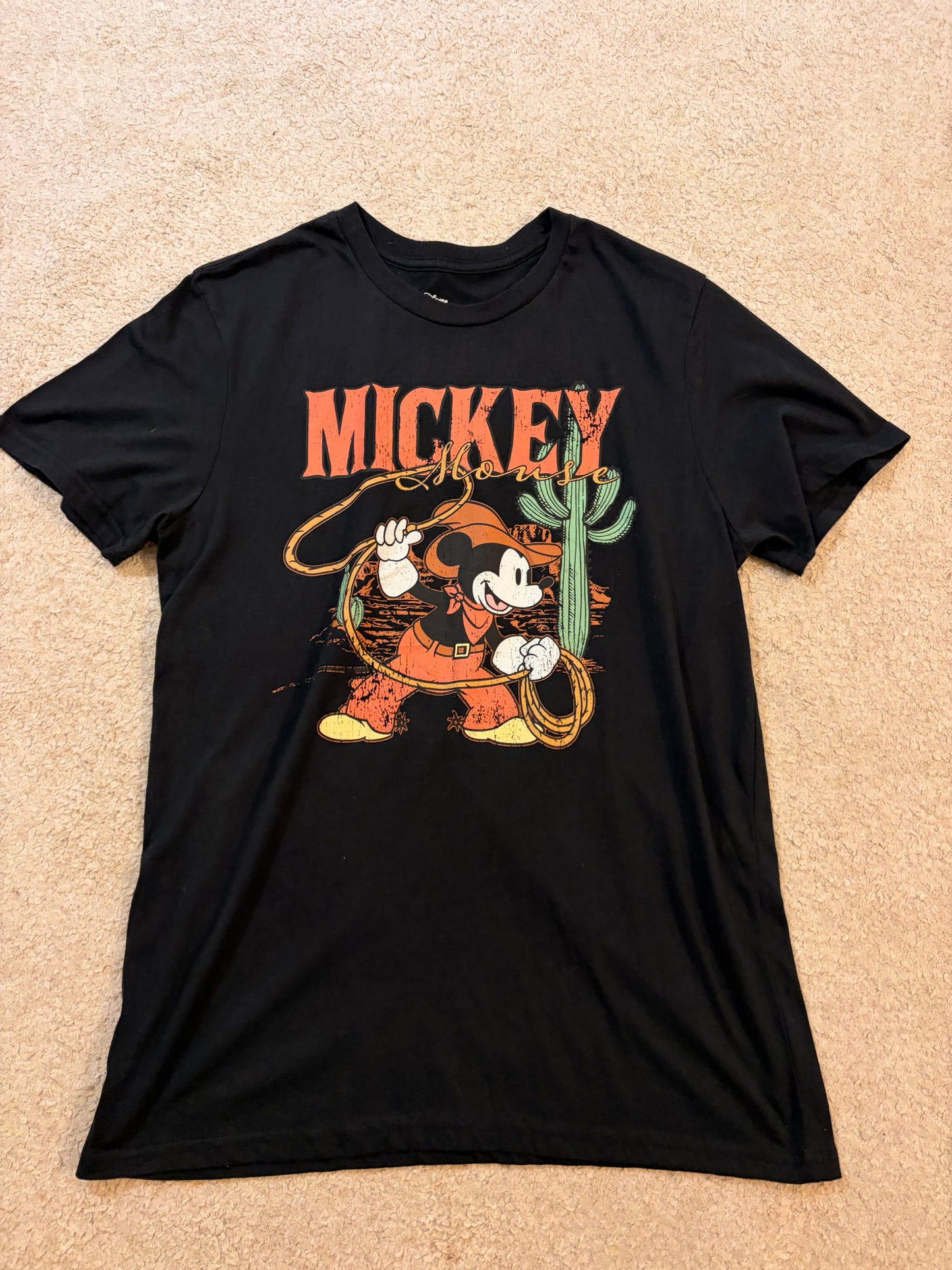 T-shirt Disney Parks Mickey Mouse Cowboy Style Western Noir – Taille L