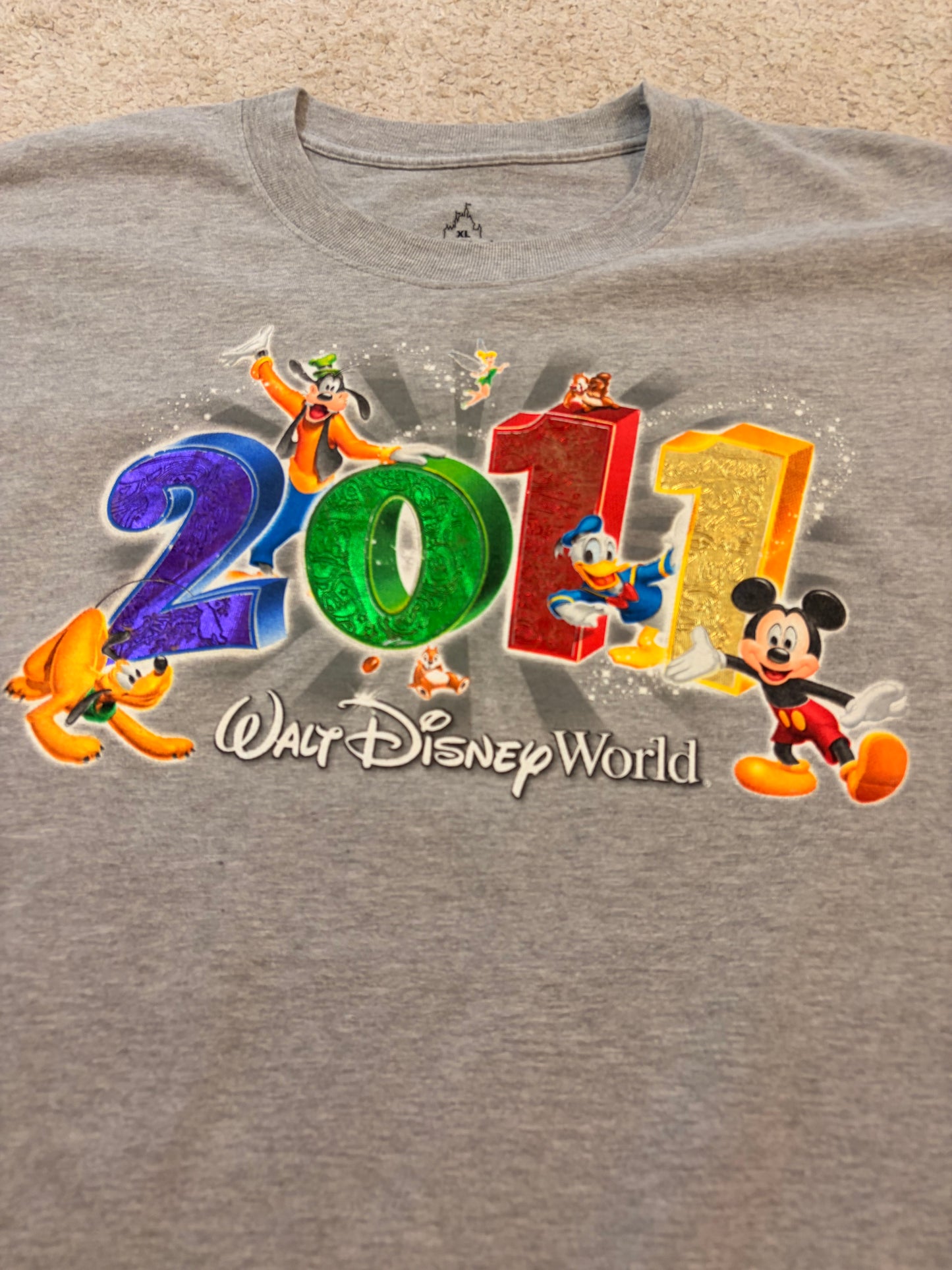 T-shirt Walt Disney World 2017 Gris Chiné by Hanes – Taille XL | Seconde Main