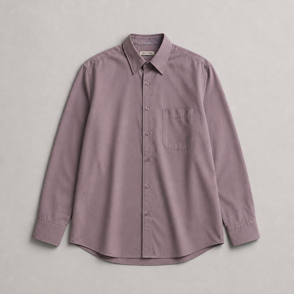 Chemise Pierre Cardin unie parme/vieux rose manches longues – Homme – Taille L | Mode Seconde