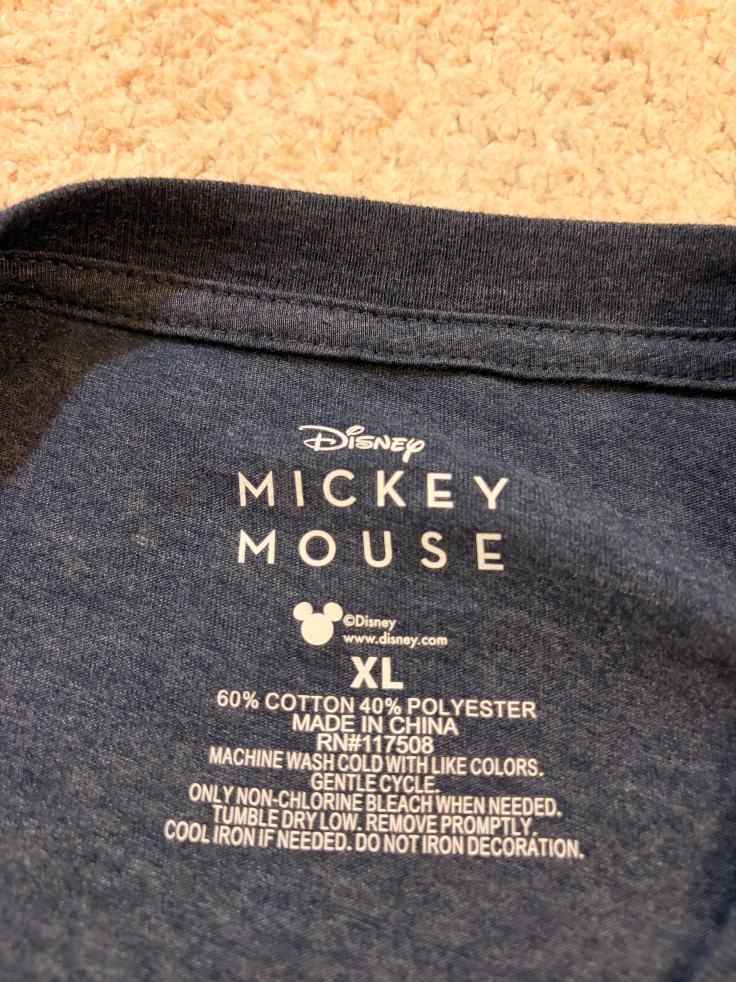 T-shirt Manches Longues Disney Mickey Mouse Bleu Chiné – Taille XL | Seconde Main