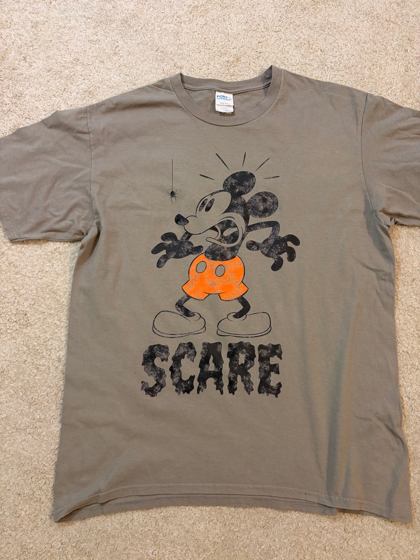 T-shirt Disney Mickey Mouse Halloween Scare Marron Taupe 100% Coton – Taille L | Seconde Main