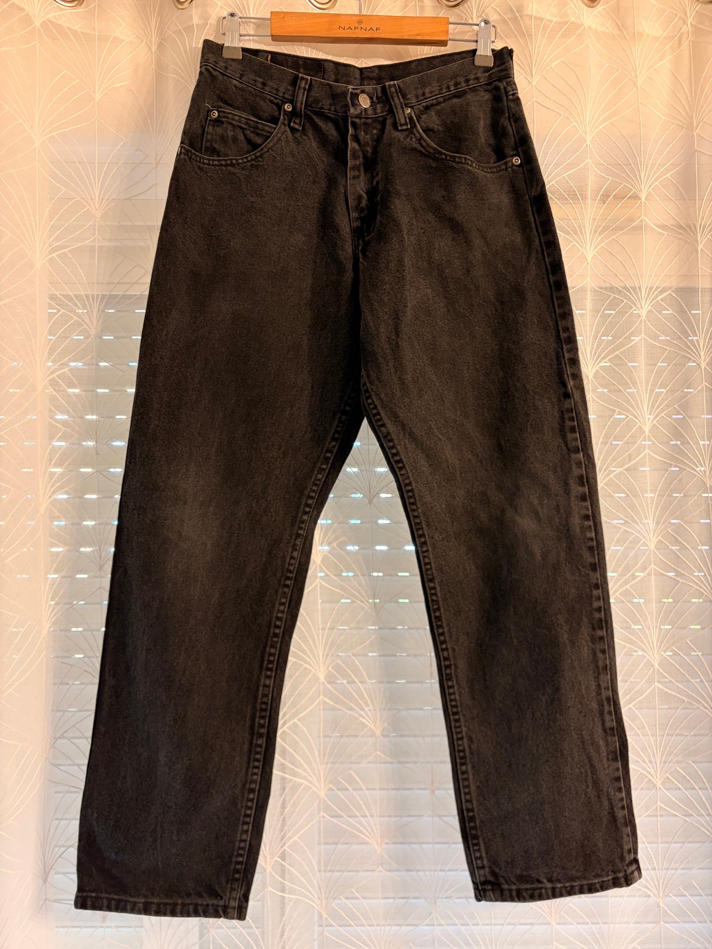Jean Wrangler Premium Quality Droit Noir Délavé Vintage 100% Coton – Homme – Taille W30/L30