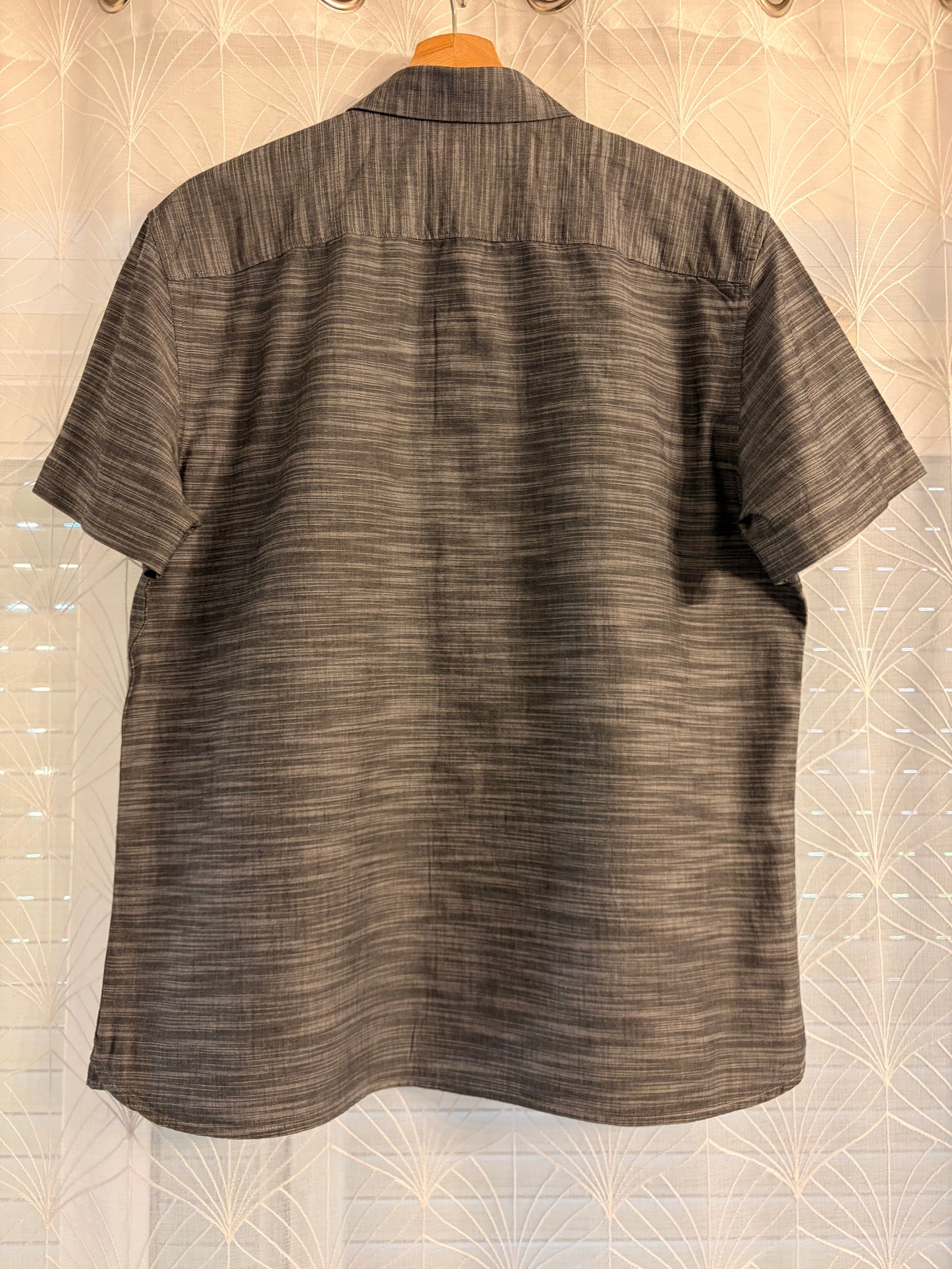 Chemisette Perry Ellis Gris Anthracite/Blanc Chiné Tissage Texturé Bicolore 100% Coton Manches Courtes – Homme – Taille L