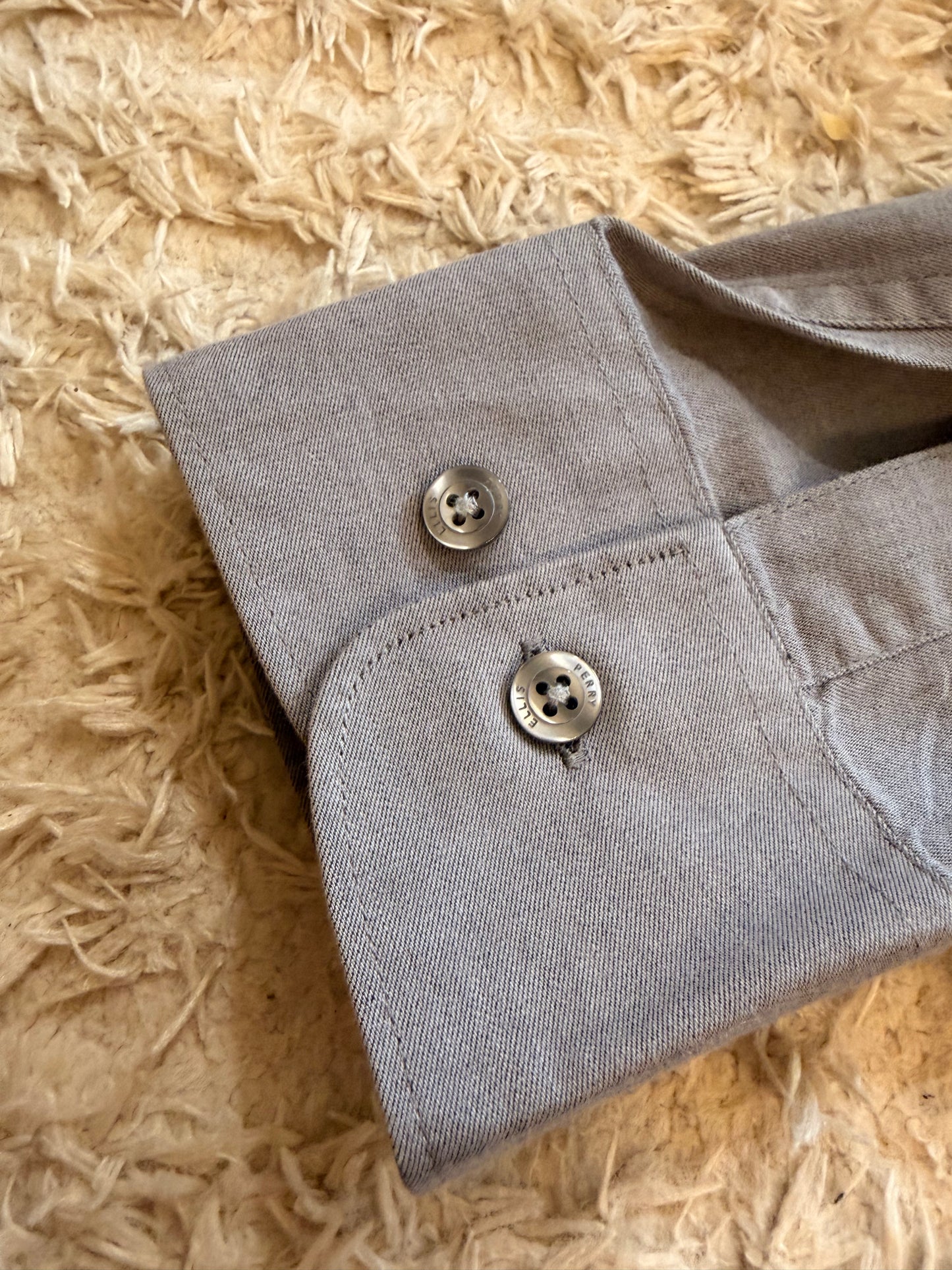 Chemise Perry Ellis Slim Fit Gris Taupe Uni Texturé 100% Coton – Homme – Taille XL