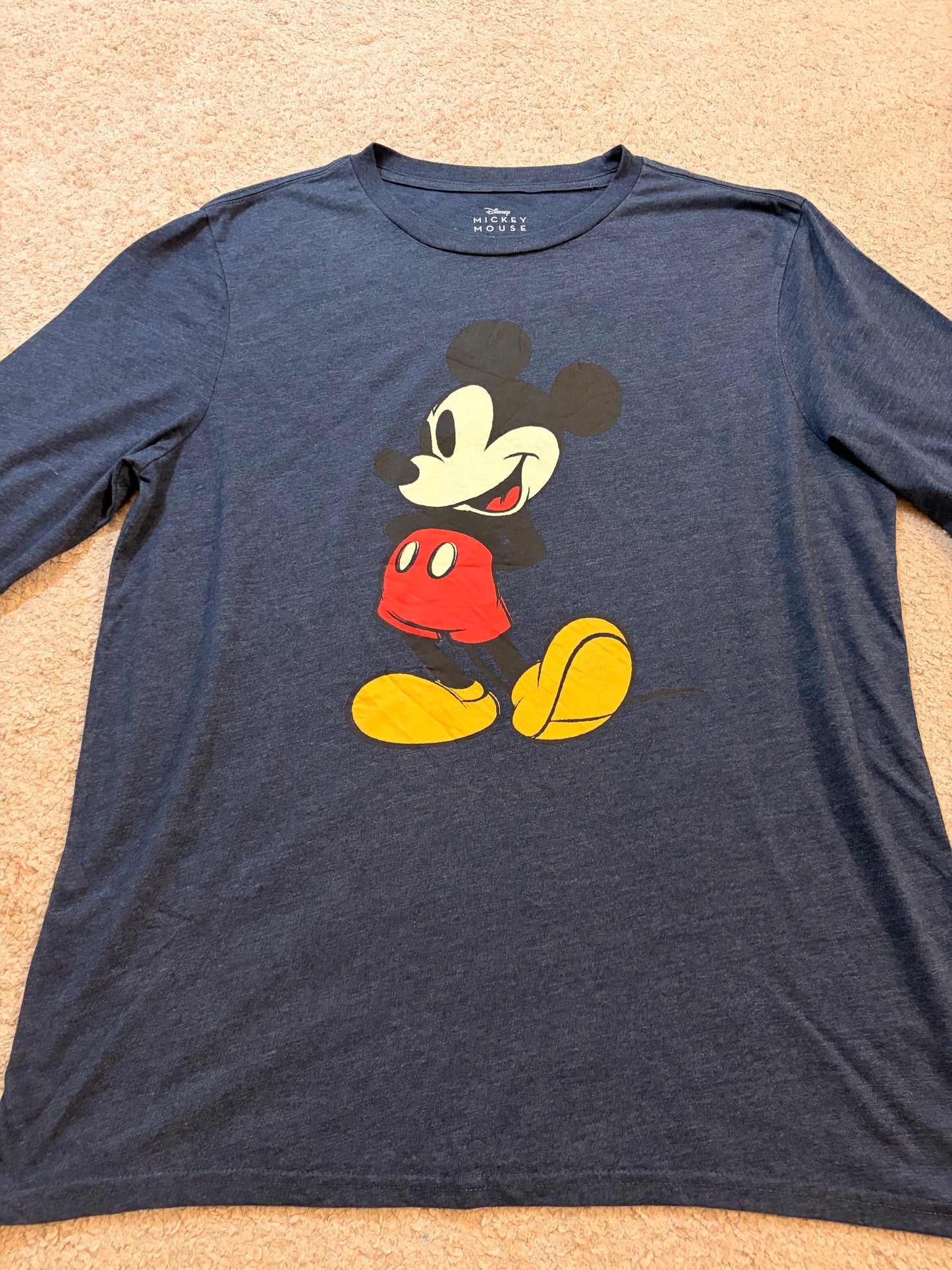 T-shirt Manches Longues Disney Mickey Mouse Bleu Chiné – Taille XL | Seconde Main