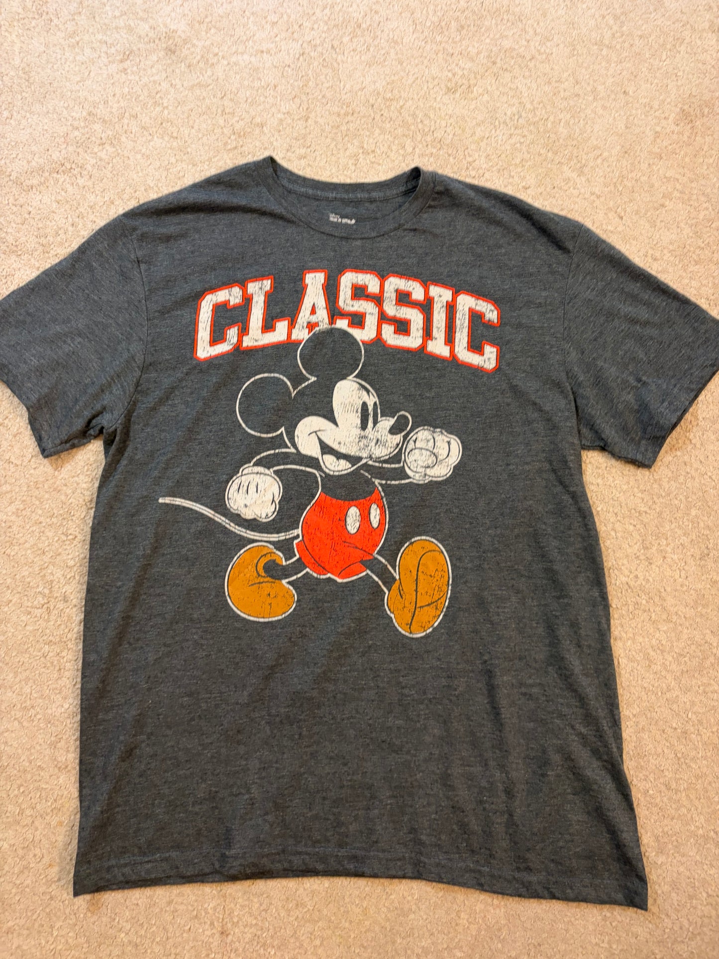 T-shirt Disney Mickey Mouse Classic Gris Anthracite Vintage – Taille L | Seconde Main