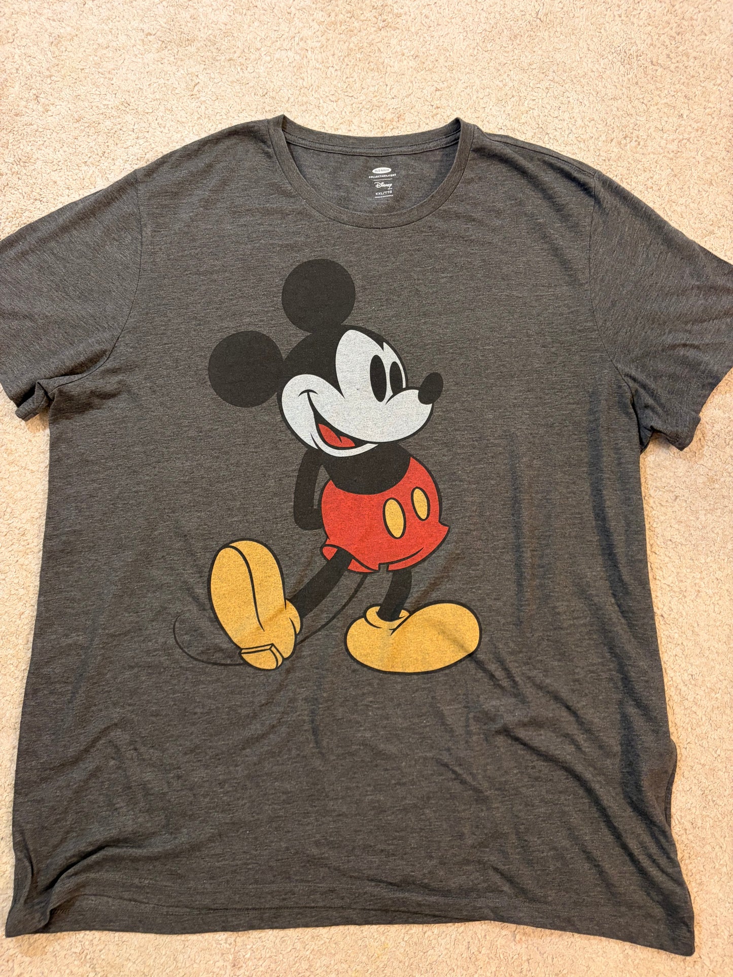 T-shirt Disney x Old Navy Mickey Mouse Gris Anthracite Chiné Coton/Polyester – Taille XXL | Seconde Main