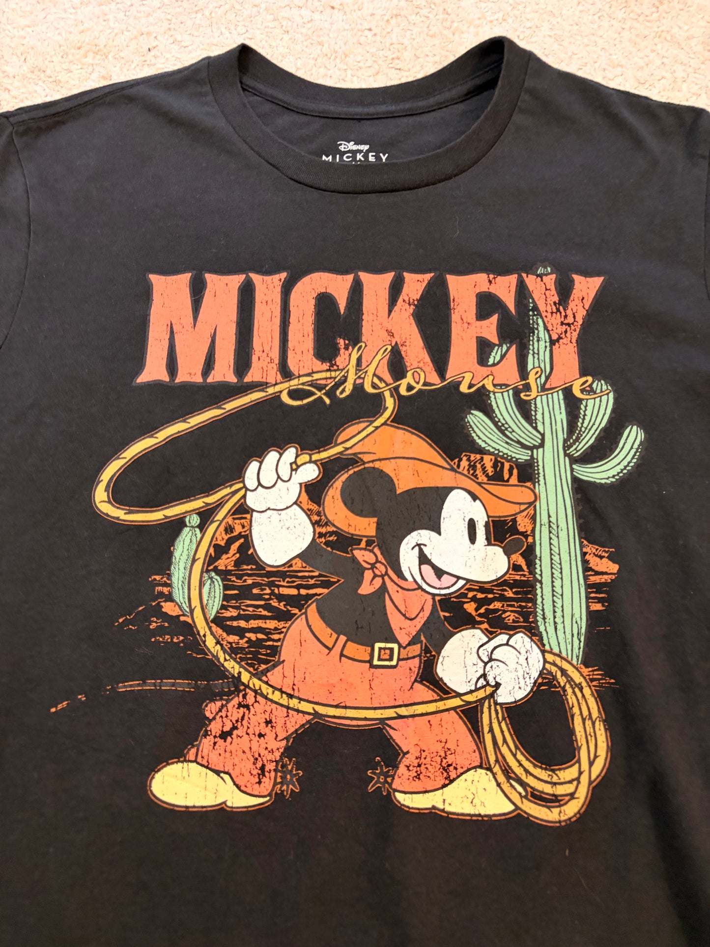 T-shirt Disney Mickey Mouse Cowboy Western Noir – Taille L | Seconde Main