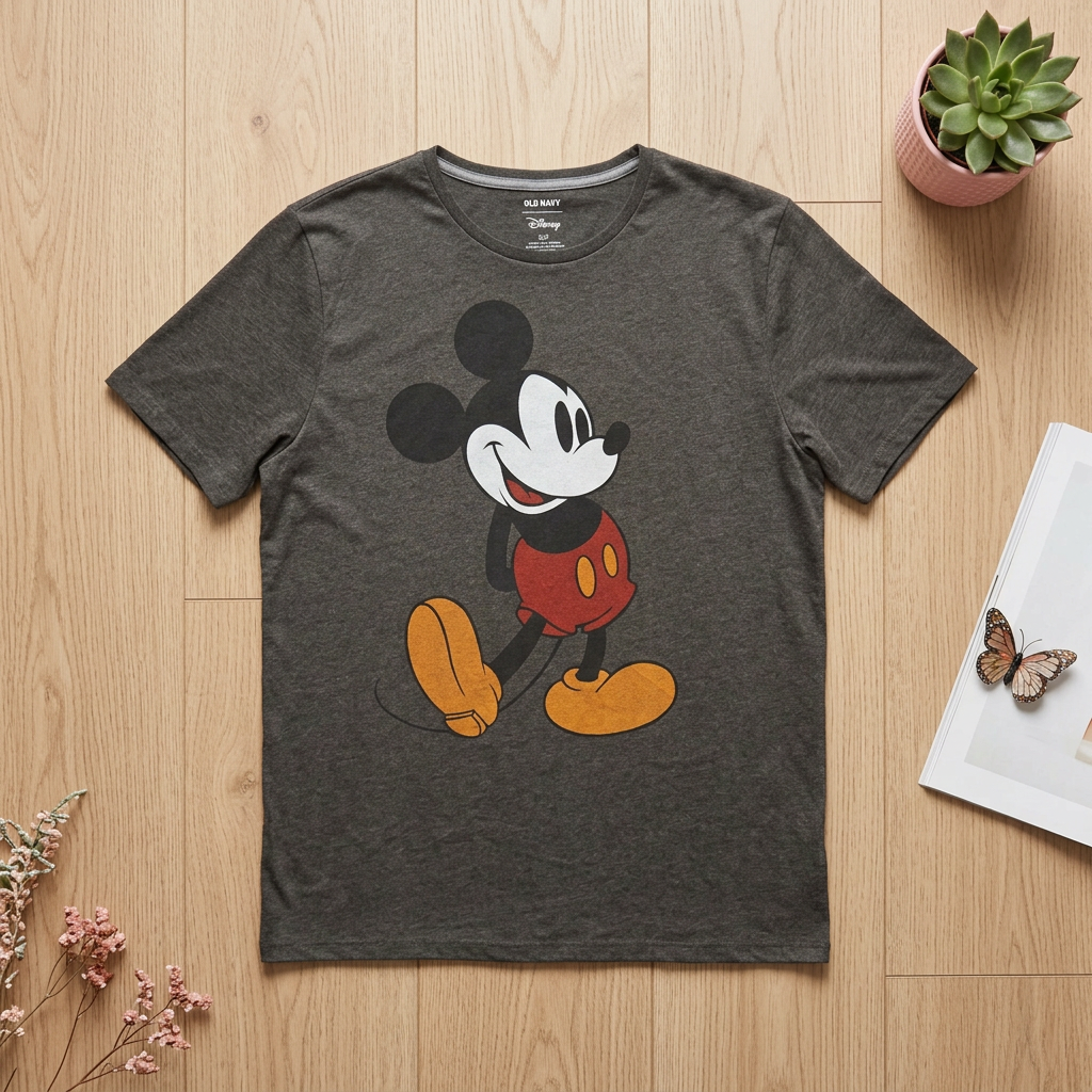 T-shirt Disney x Old Navy Mickey Mouse Gris Anthracite Chiné Coton/Polyester – Taille XXL | Seconde Main