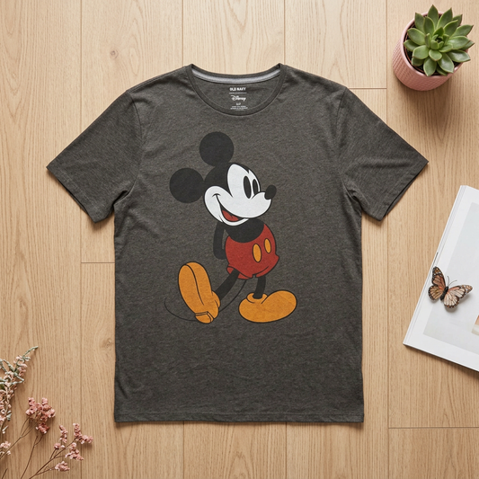 T-shirt Disney x Old Navy Mickey Mouse Gris Anthracite Chiné Coton/Polyester – Taille XXL | Seconde Main