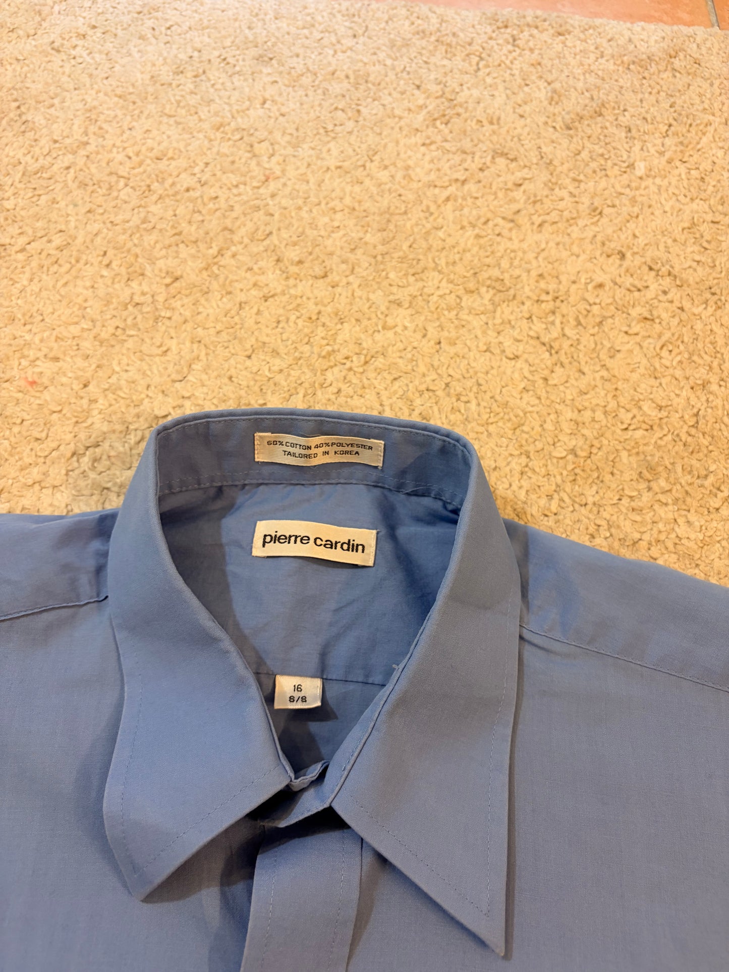 Chemisette Pierre Cardin Bleu Ciel Manches Courtes Col Classique – Homme – Taille 16 (M/L)