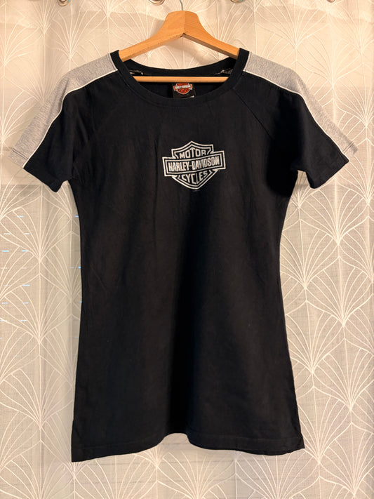 T-shirt Harley-Davidson Style Raglan Noir/Gris Logo Bar & Shield – Femme – Taille L