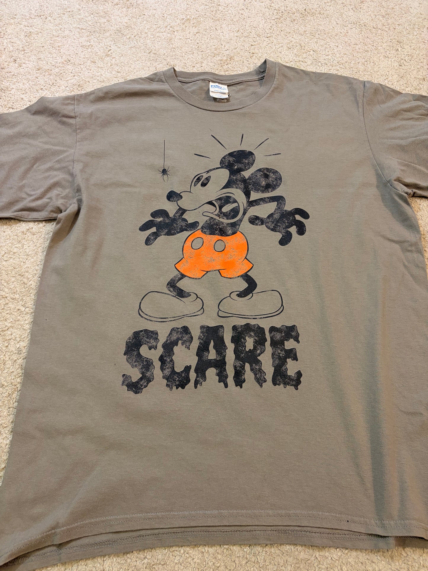T-shirt Disney Mickey Mouse Halloween Scare Marron Taupe 100% Coton – Taille L | Seconde Main