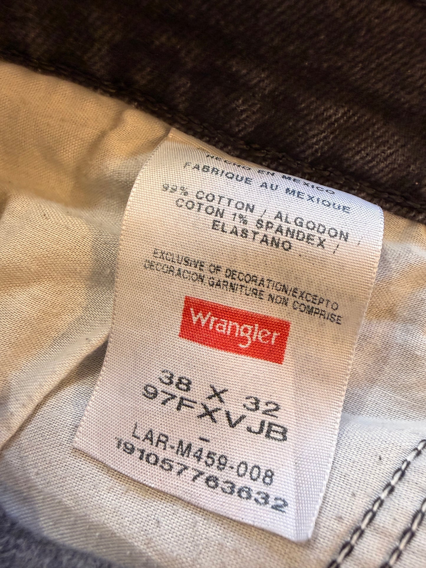 Jean Wrangler Premium Quality Droit Noir Délavé Stretch 99% Coton – Homme – Taille W38/L32