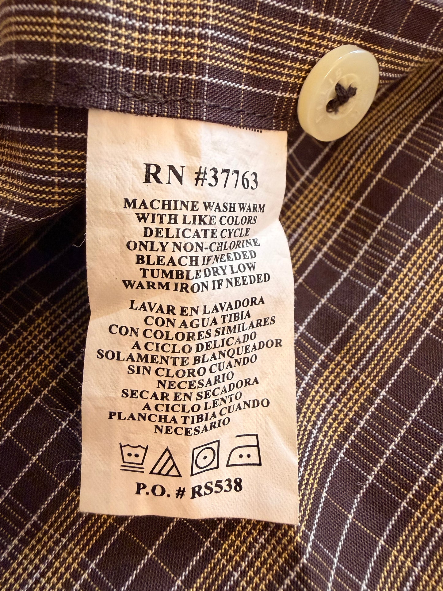Chemise Perry Ellis 100% Coton à Carreaux Manches Longues – Homme – Taille XL