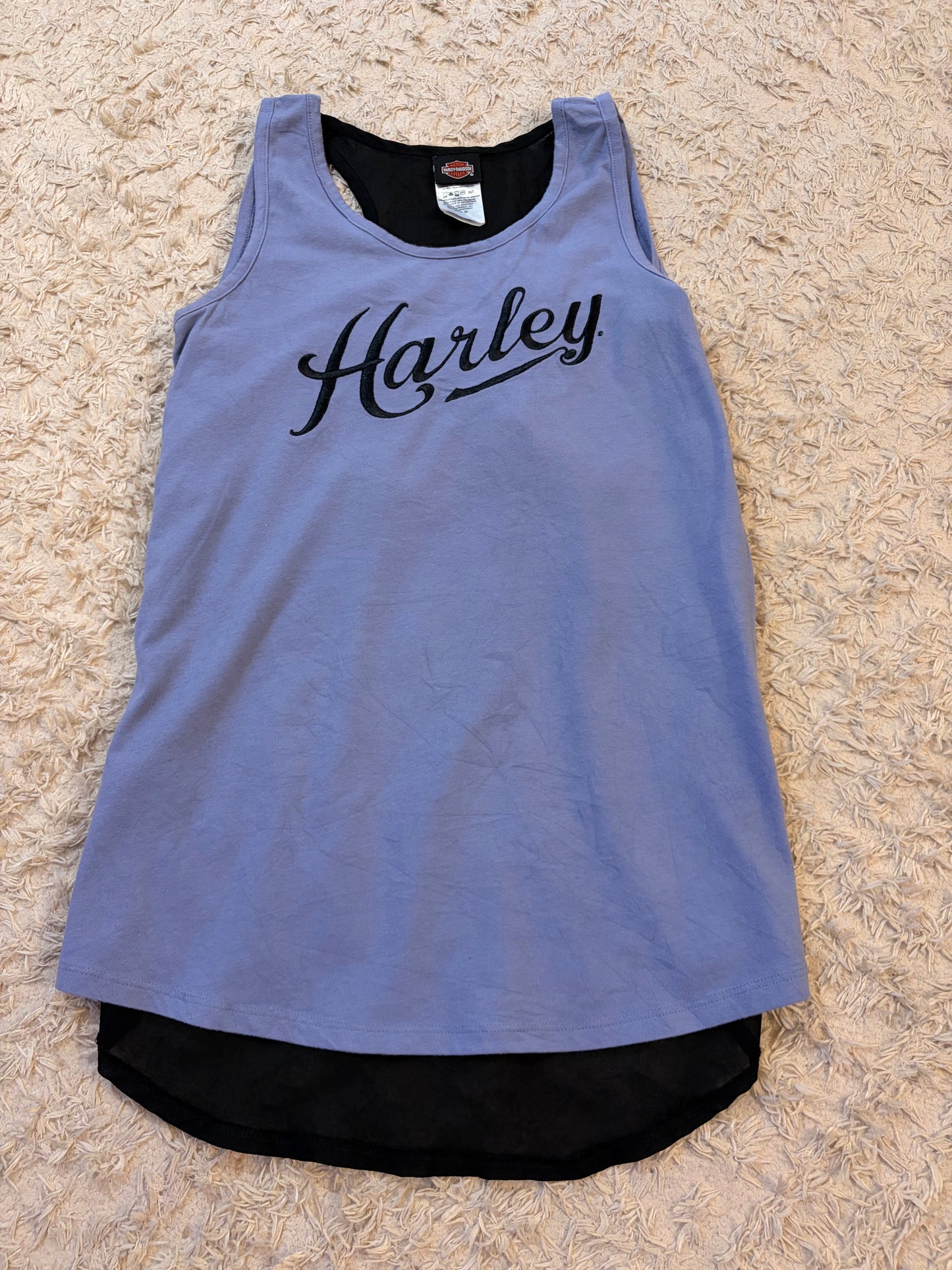 Débardeur Harley-Davidson El Paso Texas Bi-matière Lavande Brodé Voile Noir Transparent – Femme – Taille M