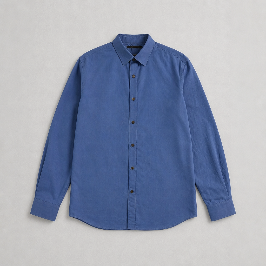 Chemise Perry Ellis bleu azur manches longues homme taille XL – 100% coton – Mode Seconde