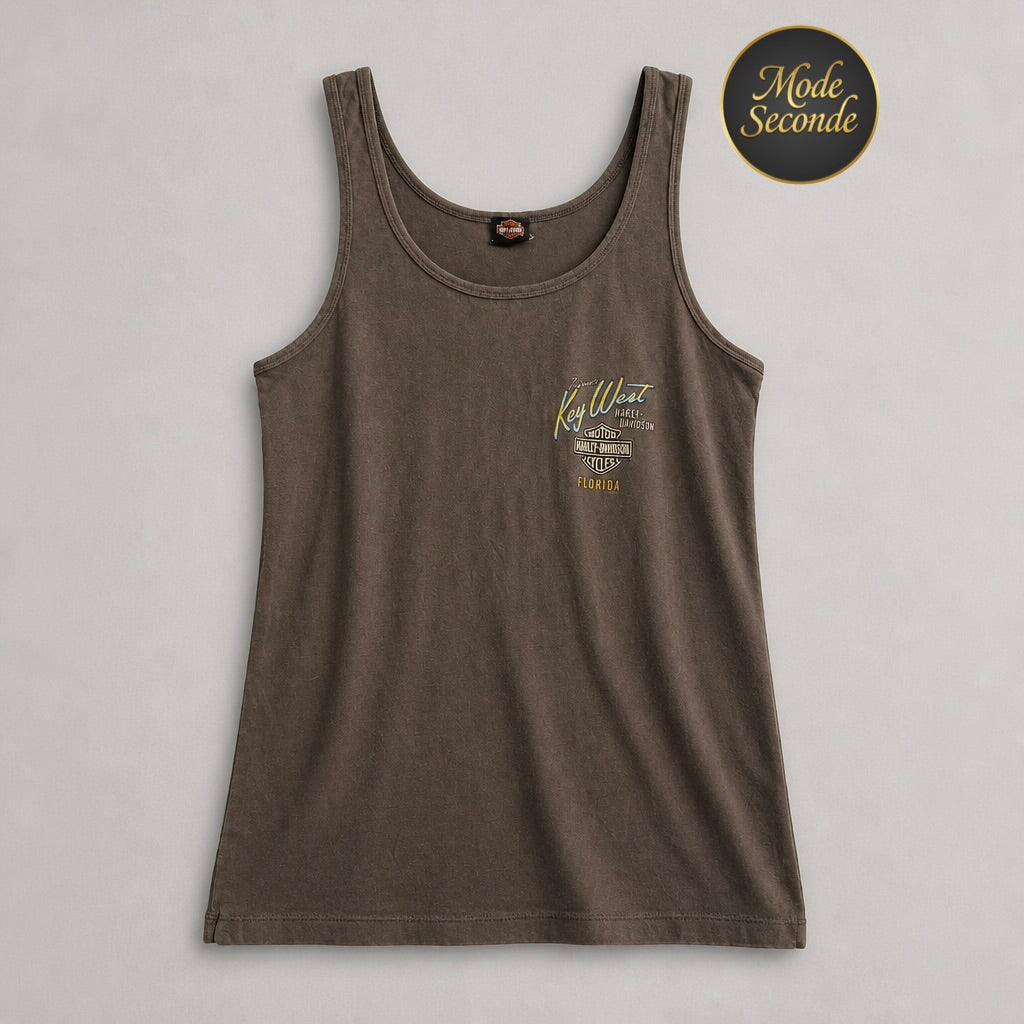 Débardeur Harley-Davidson Peterson's Key West Florida gris taupe tortue marine multicolore bleu lagon/jaune/orange 57% coton stretch – Femme – Taille L/XL | Mode Seconde
