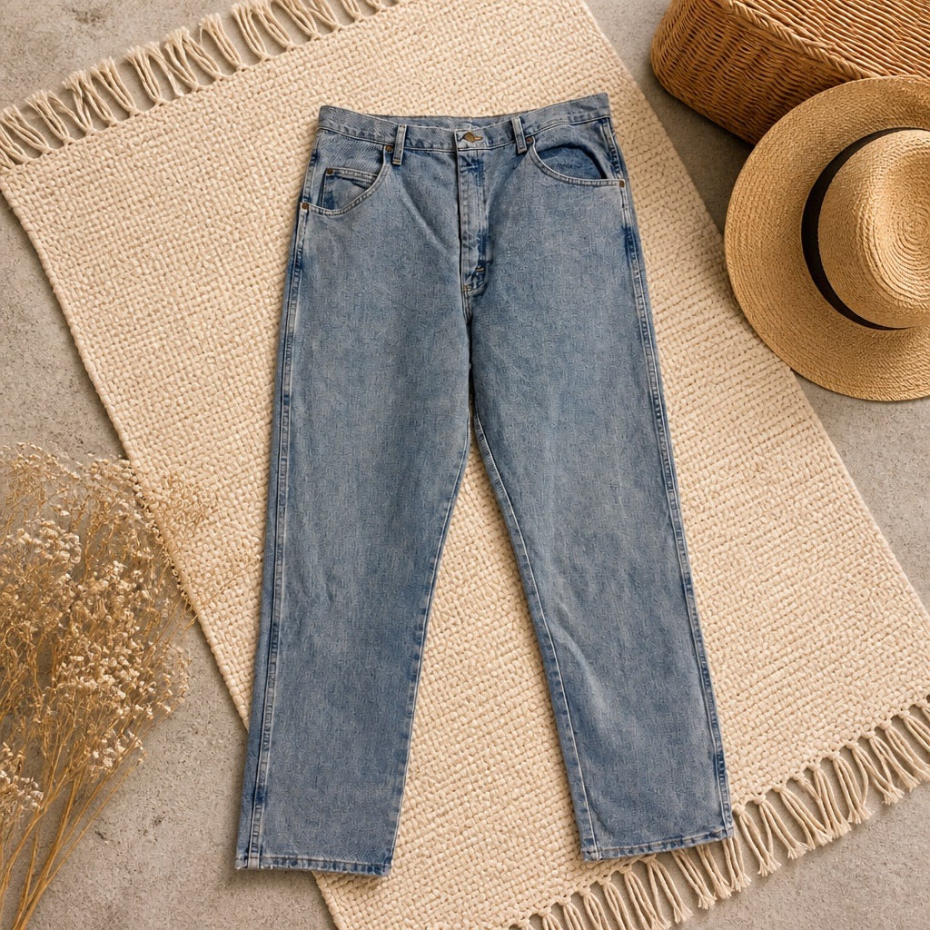 Jean Wrangler Rugged Wear Bleu Clair Délavé 100% Coton Regular Fit W40/L34 (FR 48-50 Grande Taille Longue) – Homme – Très Bon état