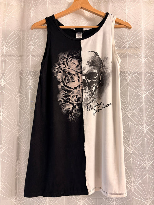 Débardeur Long Harley-Davidson Skull & Roses Bicolore Noir/Blanc Tunique – Femme – Taille L
