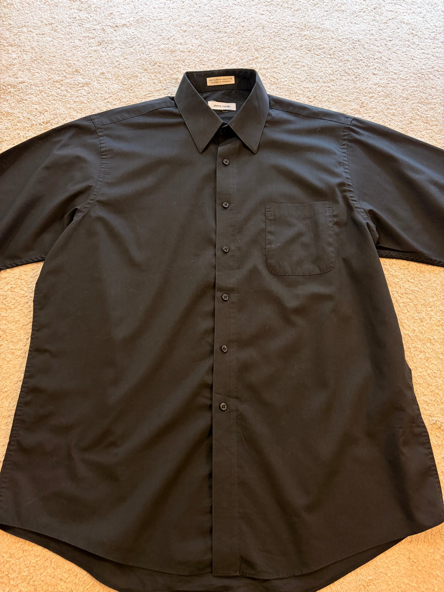 Chemise Pierre Cardin Manches Longues Noire – Taille L (16-16½)