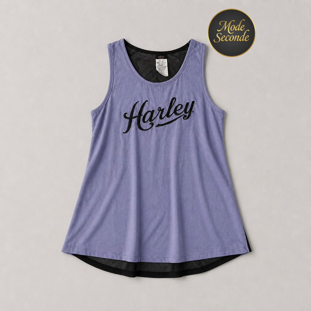 Débardeur Harley-Davidson El Paso Texas bi-matière lavande brodé voile noir transparent – Femme – Taille M | Mode Seconde