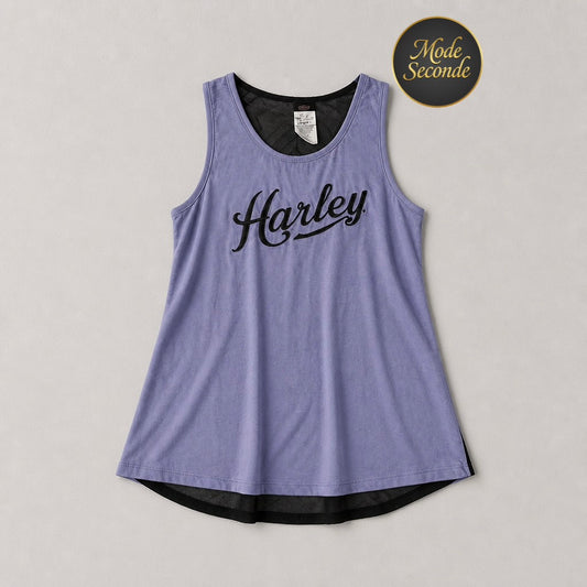 Débardeur Harley-Davidson El Paso Texas bi-matière lavande brodé voile noir transparent – Femme – Taille M | Mode Seconde