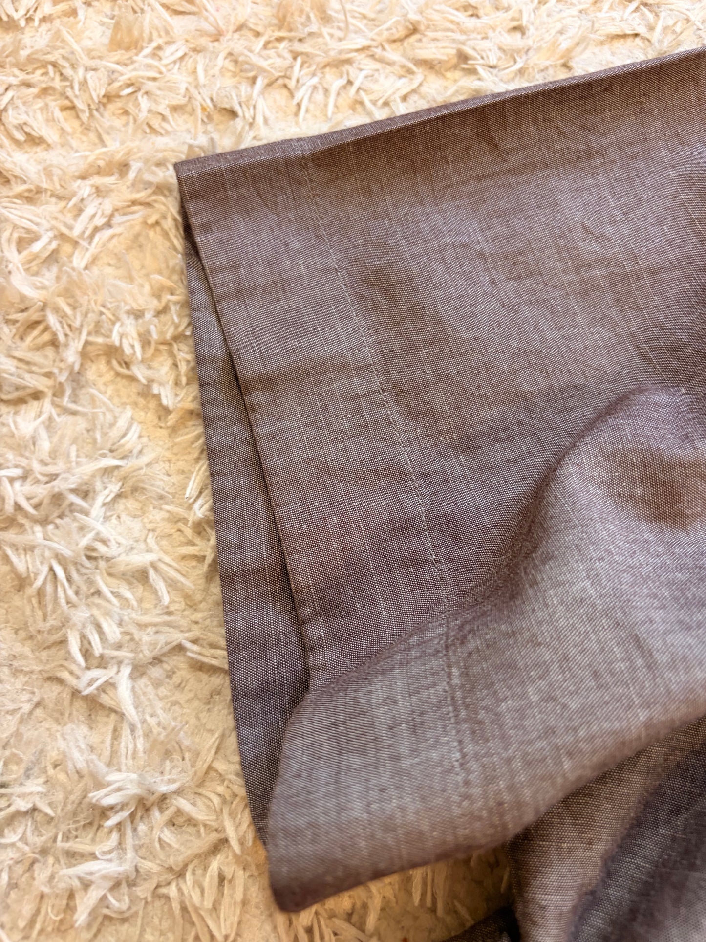 Chemise Manches Courtes Perry Ellis Marron/Taupe Chiné 100% Coton Double Poche – Homme – Taille M