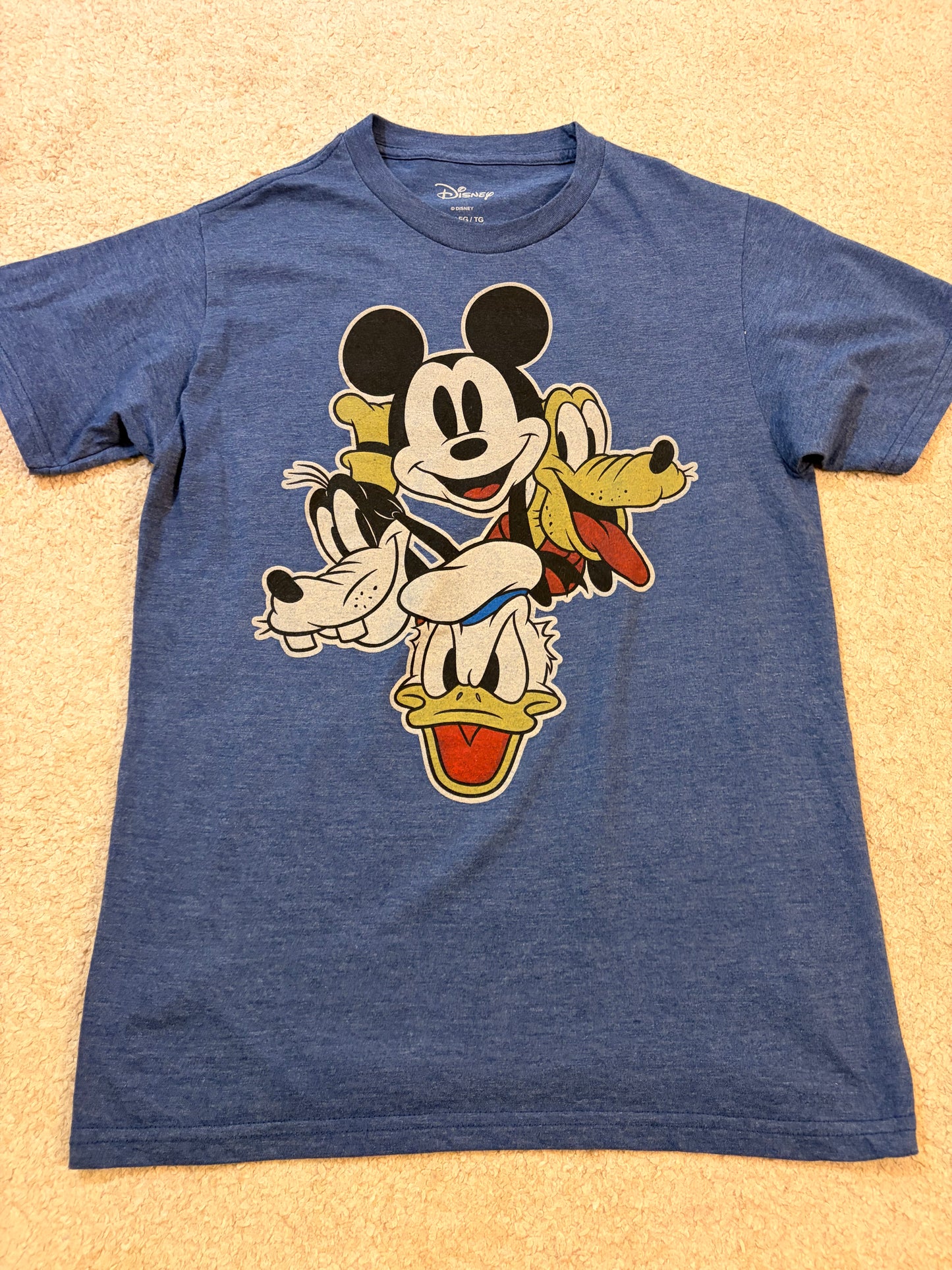 T-shirt Disney Mickey Donald Dingo Pluto Bleu Chiné – Taille S Femme