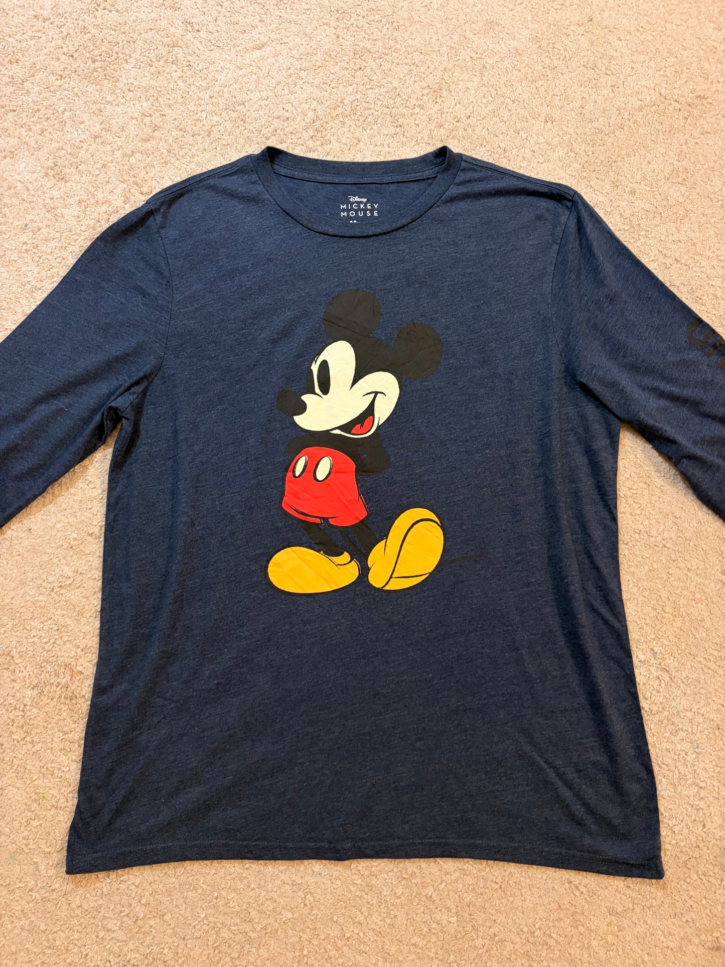T-shirt Manches Longues Disney Mickey Mouse Bleu Chiné – Taille XL | Seconde Main
